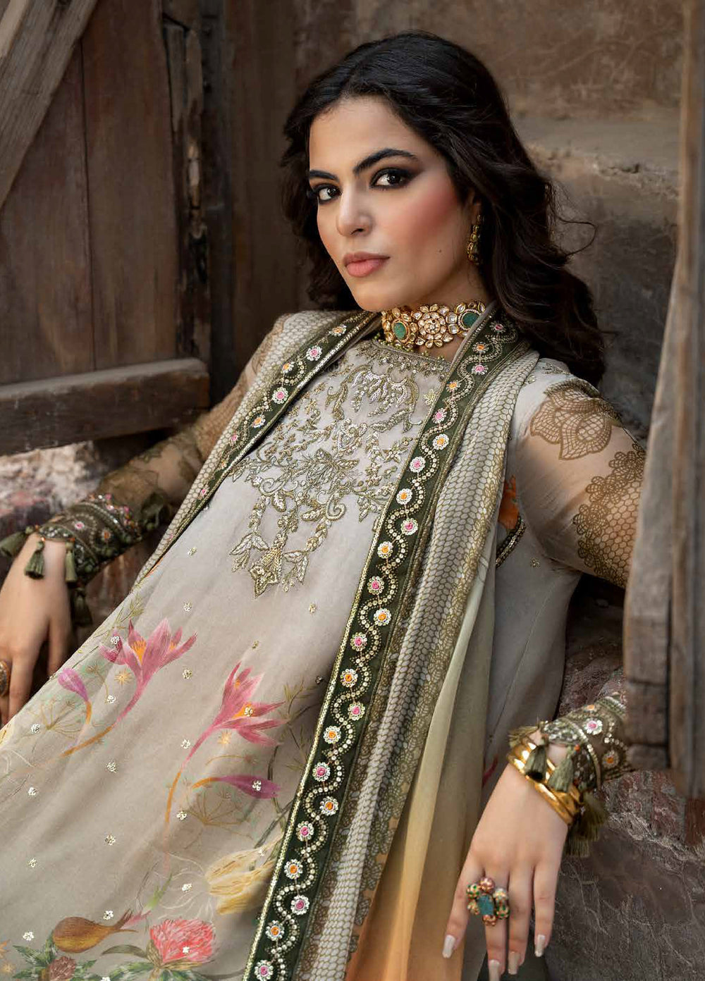 Vasal by Charizma Unstitched Embroidered Chiffon 4 Piece Suit CHR26UVC VSLW6-07 - Festive Collection