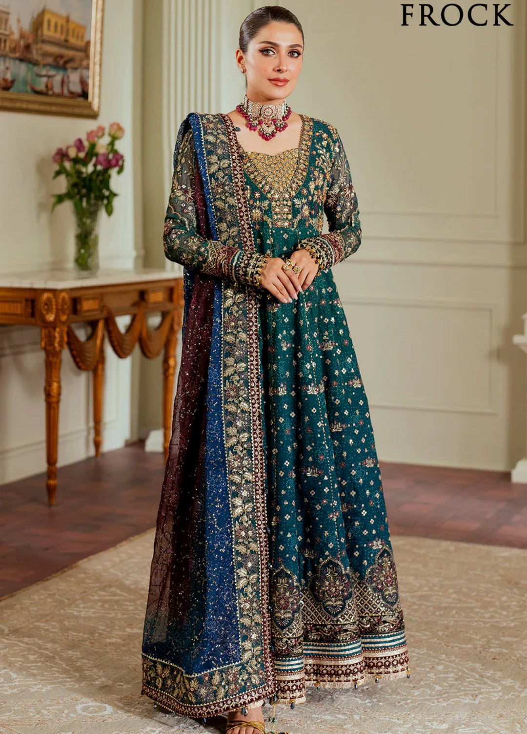 Chantelle by Baroque Unstitched Chiffon Embroidered Suits 3 Piece BQ25FC CH13-03 - Festive Collection