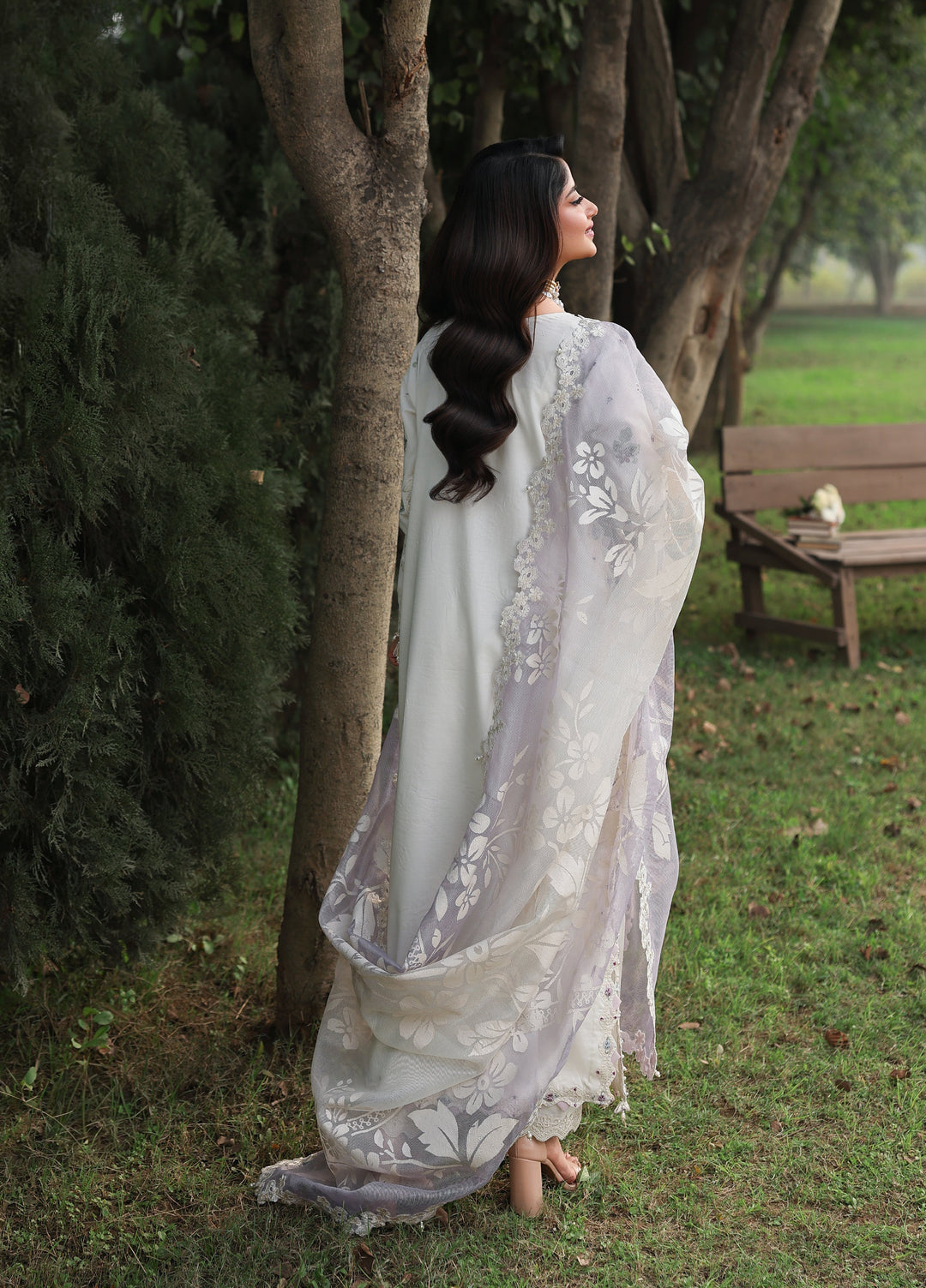 Tales of Petals by Sardinia Unstitched Embroidered Luxury Lawn 3 Pcs Suit SRD26UTP D-9 Cloud Whisper - Festive