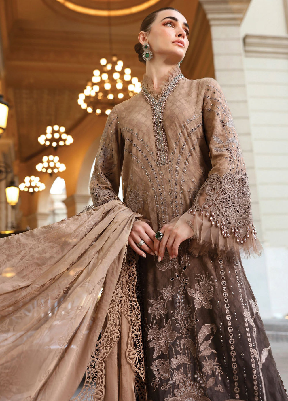 Maria B Unstitched Embroidered Luxury Lawn 3 Piece Suit MB26UEL 1A - Eid Collection