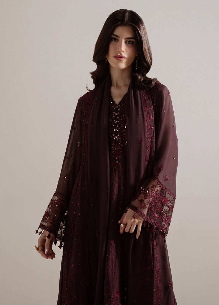 Luxe Atelier by Cross Stitch Unstitched Embroidered Chiffon 3 Piece Suit CS26ULA D-8 Velvet Dusk - Festive Collection