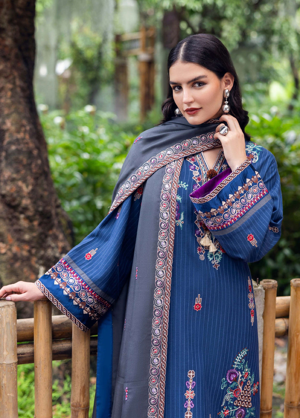 Symphony Hemline by Mushq Unstitched Karandi Embroidered 3 Piece MU25SK Granite Song - Winter Collection