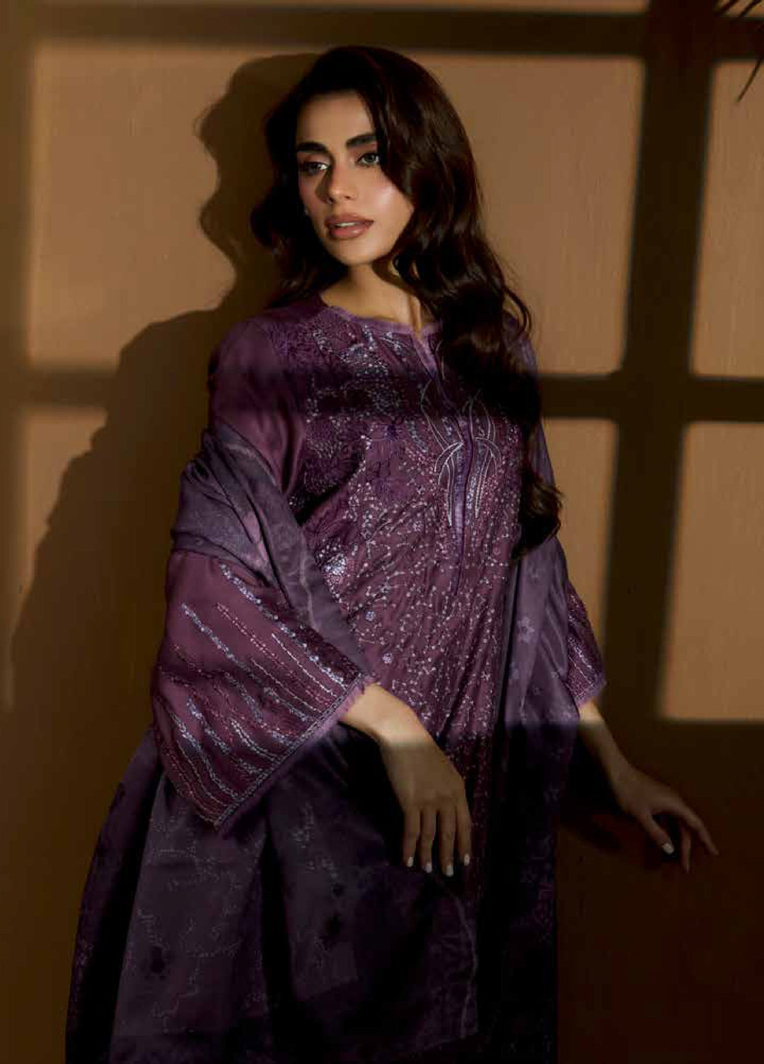 Sobia Nazir Unstitched Shawl Embroidered Herringbone 3 Piece SN25SW D-03 A - Winter Collection