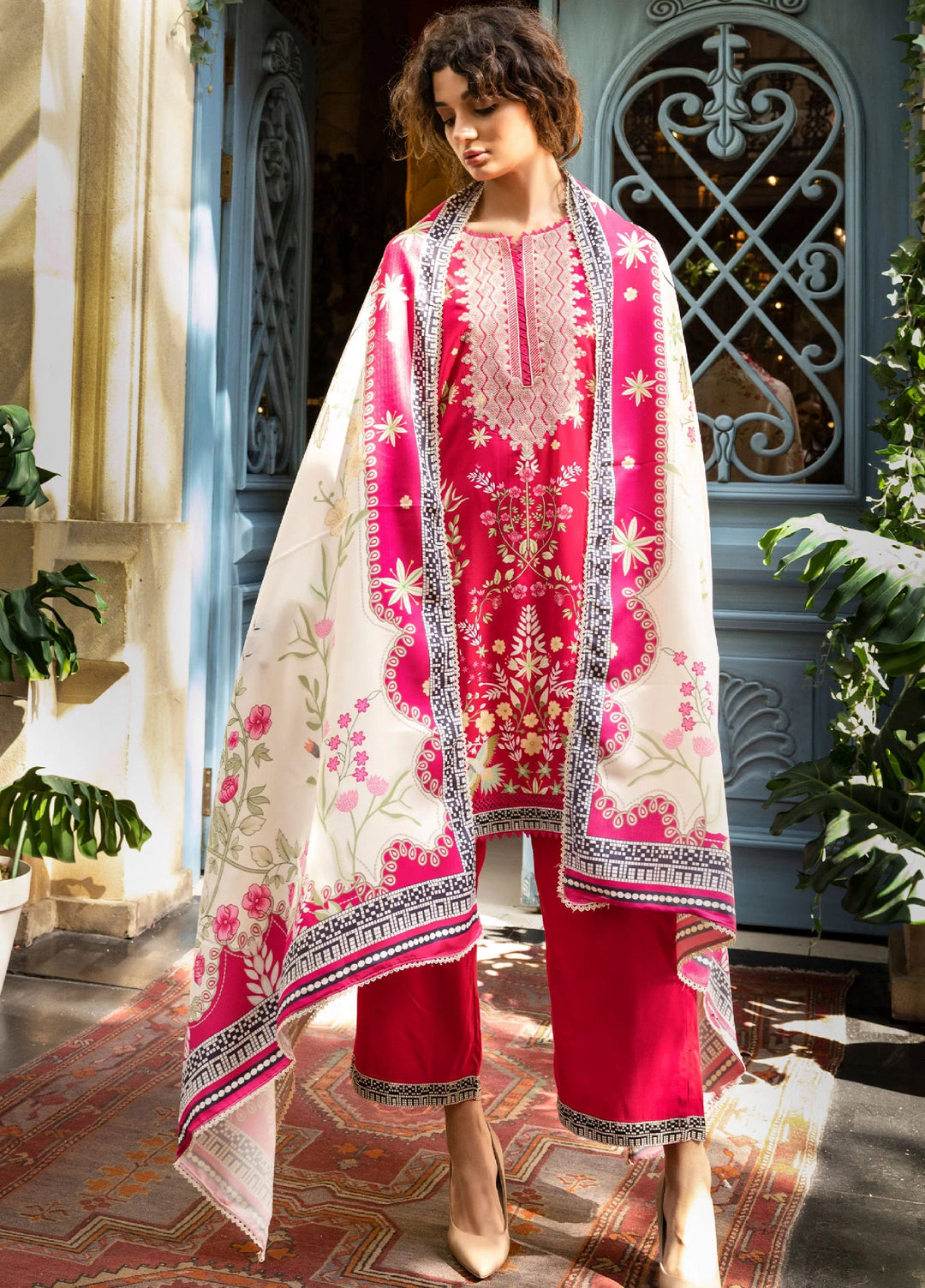 Meerak Women Pret Premium Embroidered Linen 3 Piece Aurora - Winter Collection