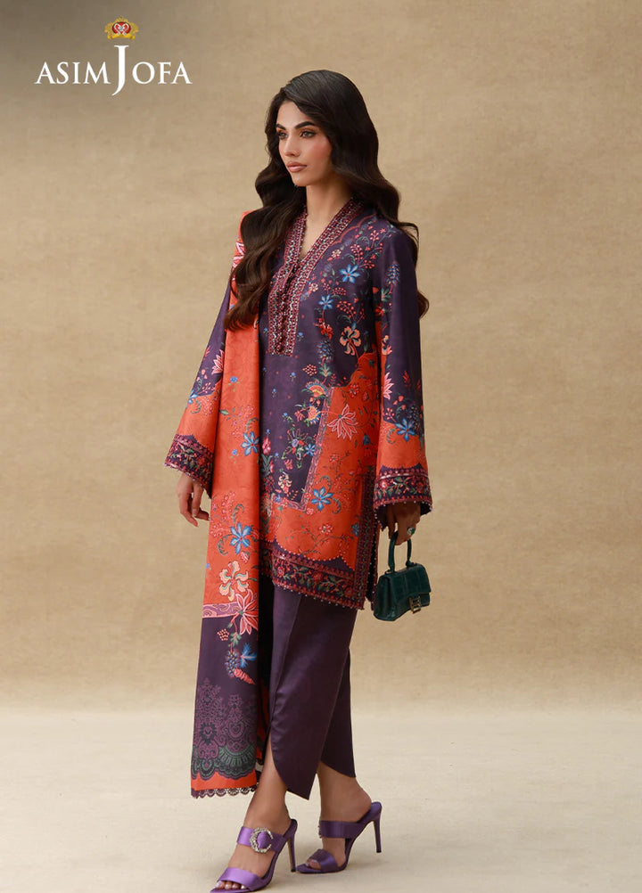 Asim Jofa Unstitched Printed Silk 3 Piece Suit AJ26UPS AJULSC-10 - Casual Collection