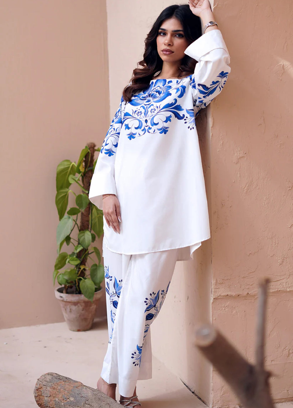 Nairah Women Pret Printed Crepe Suit NAH26PN Azure White - Spring Collection