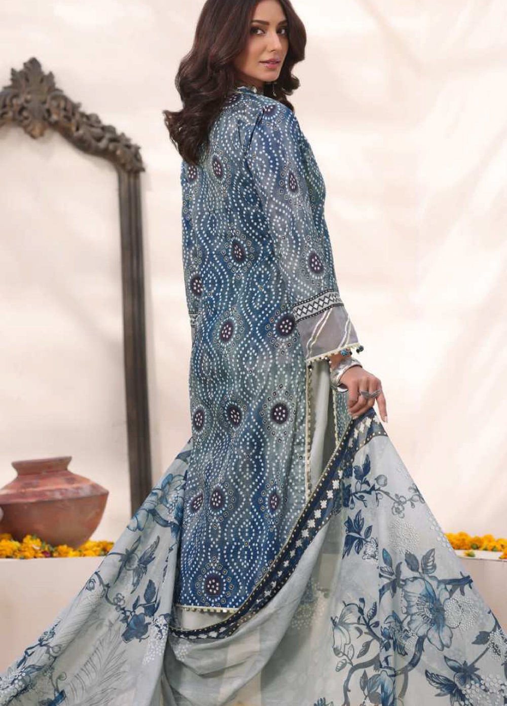 Heritage Series by AL Zohaib Unstitched Printed Chunri Lawn 3 Piece Suit AZ26UCH D-7 - Festive Collection