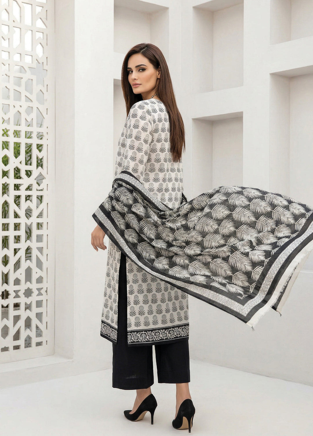 Black N White by Regalia Textiles Unstitched Printed Lawn 3 Piece Suit RG26ULBW D10 - Casual Collection