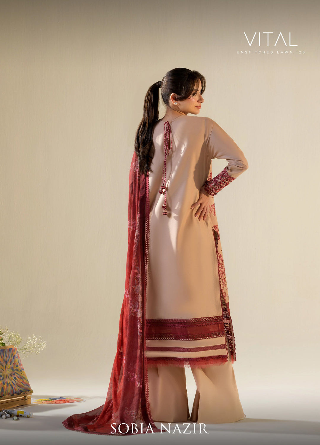 Vital by Sobia Nazir Unstitched Embroidered Lawn 3 Piece Suit SN26UVL 9A - Summer Collection