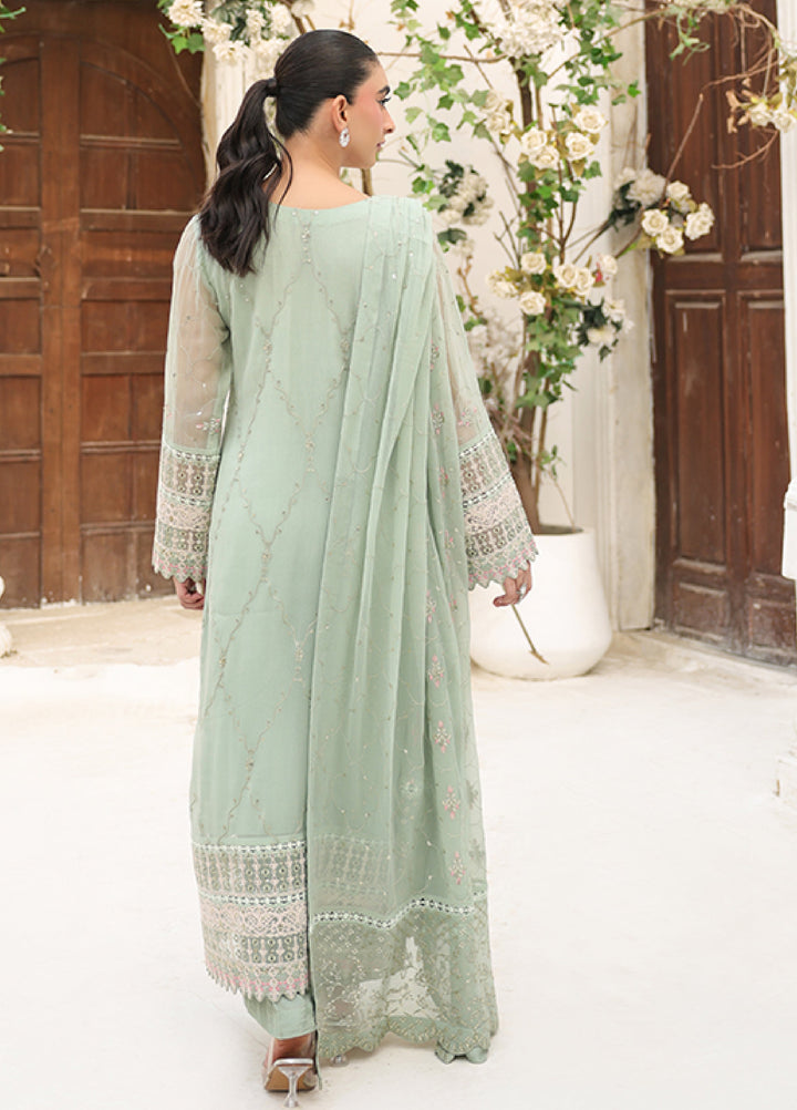 Lamhay by Shamooz Unstitched Embroidered Chiffon 3 Piece Suit SHM26UL Lime Green - Festive Collection