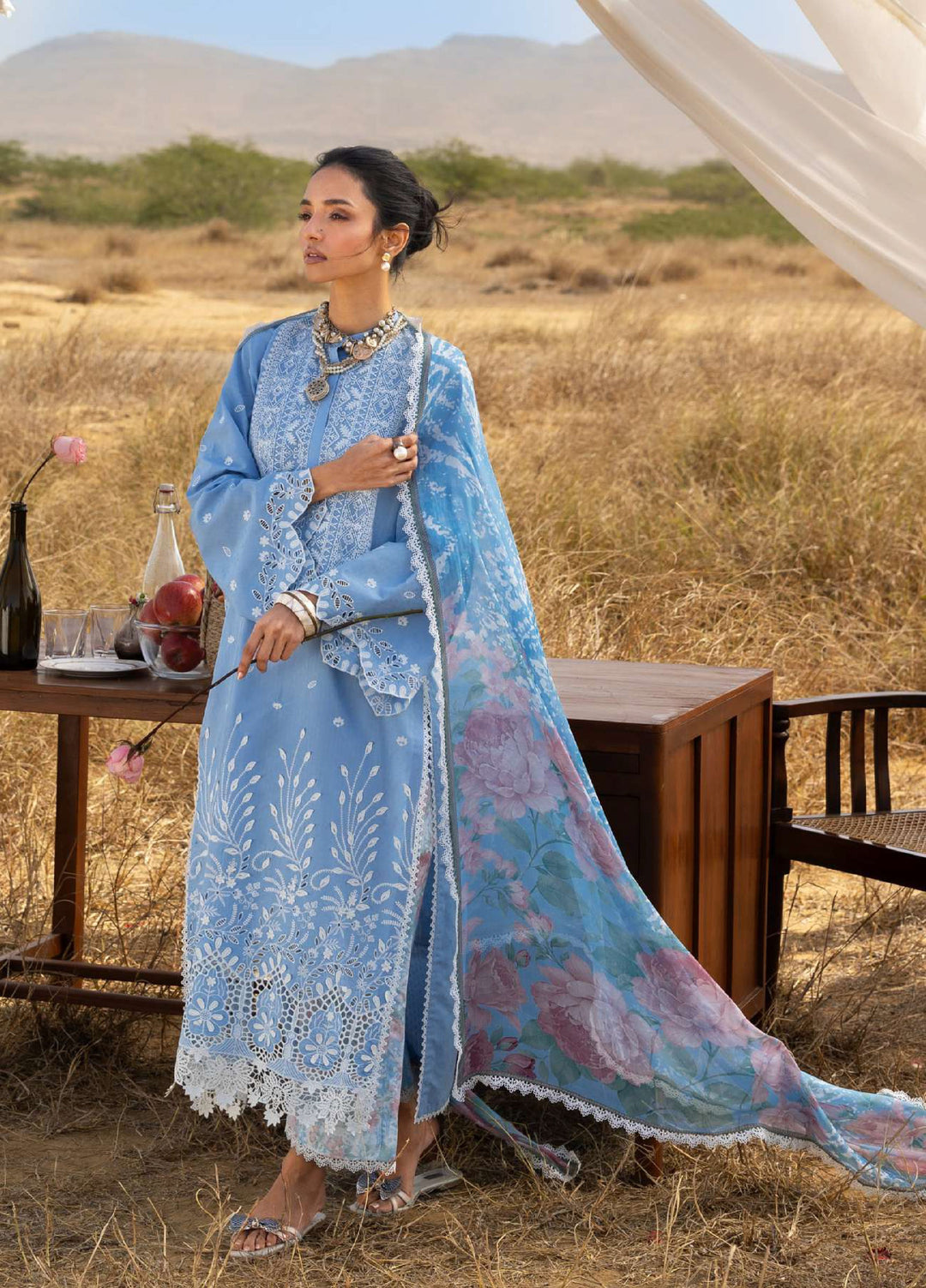 Zainab Chottani Unstitched Embroidered Luxury Lawn 3 Piece Suit ZC26ULZ D-5 AZULE - Summer Collection