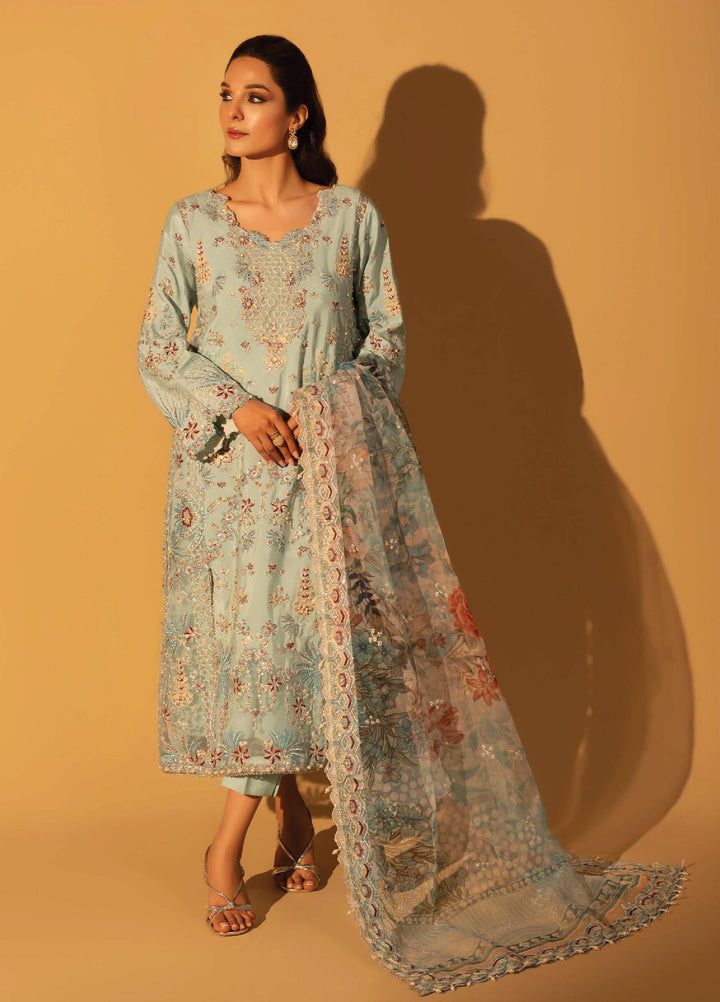 Aylin Unstitched Raw Silk Embroidered Suits 3 Piece AYL25US BLUE MIST - Festive Collection