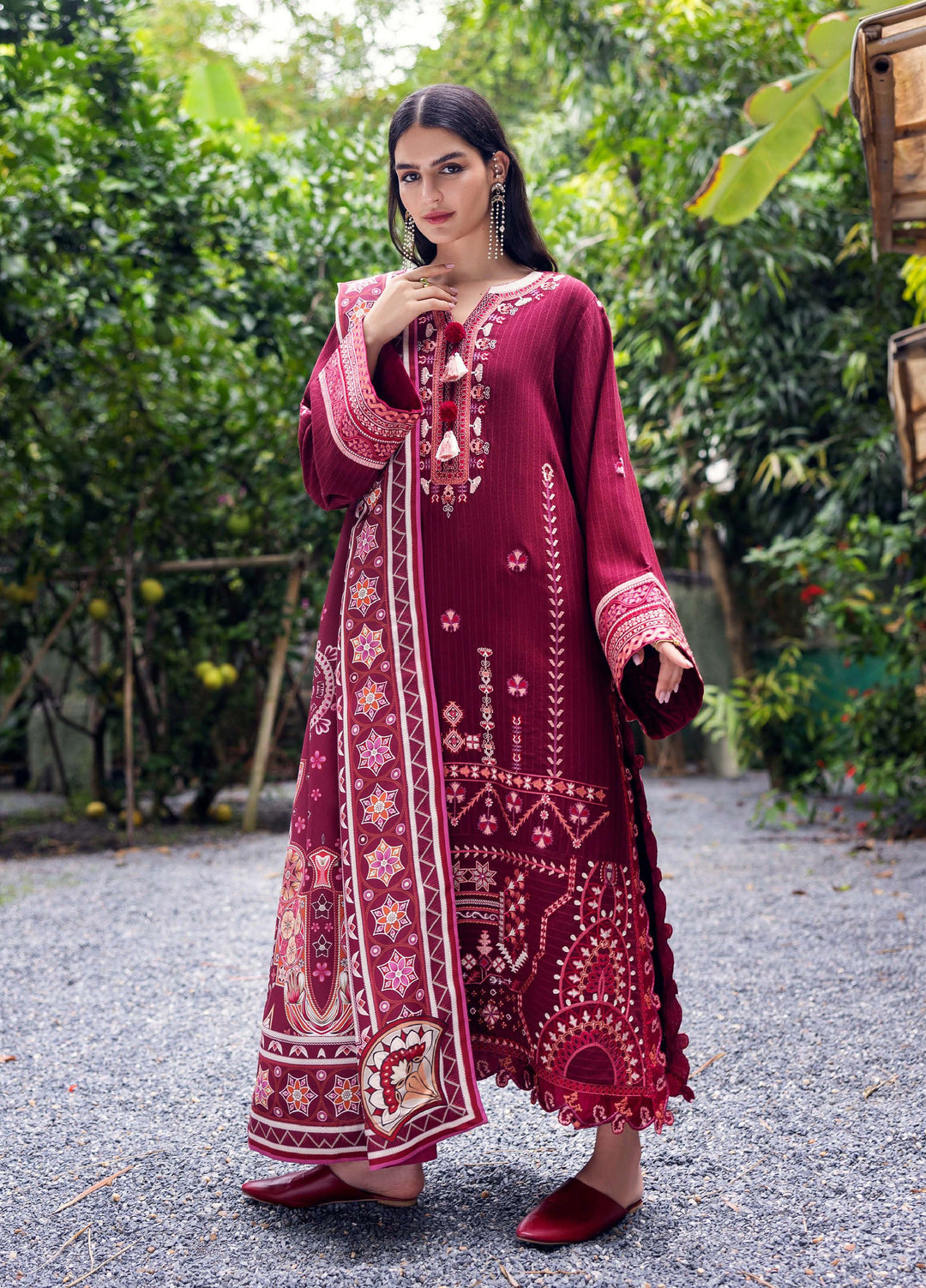 Symphony Hemline by Mushq Unstitched Karandi Embroidered 3 Piece MU25SK Emerald Glimmer - Winter Collection