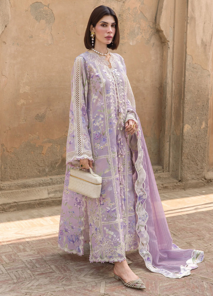 Flow by Crimson Unstitched Embroidered Lawn 3 Piece Suit CR26UFL D2 B-Lavender - Festive Collection