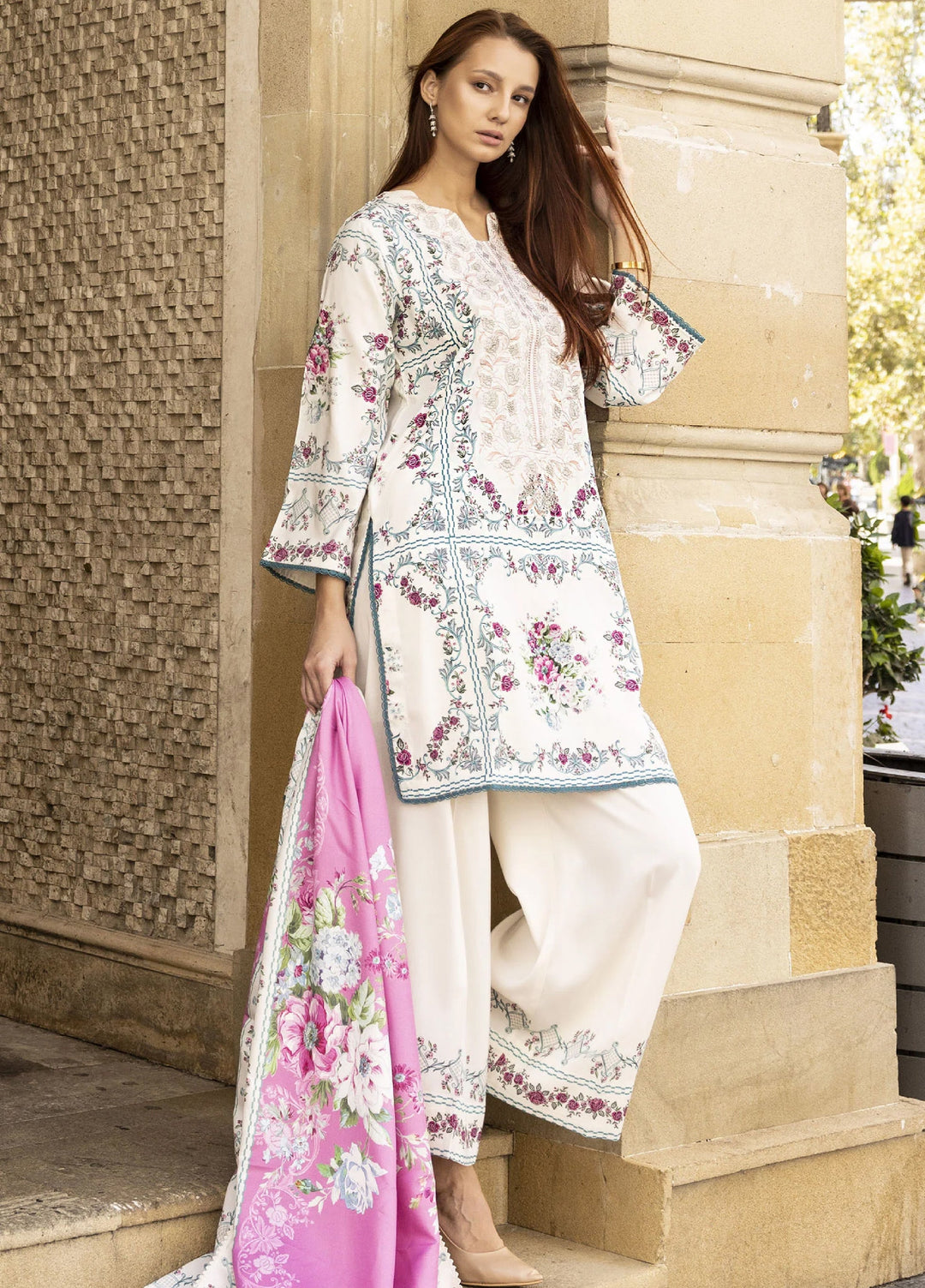Meerak Women Pret Premium Embroidered Linen 3 Piece Olivia - Winter Collection