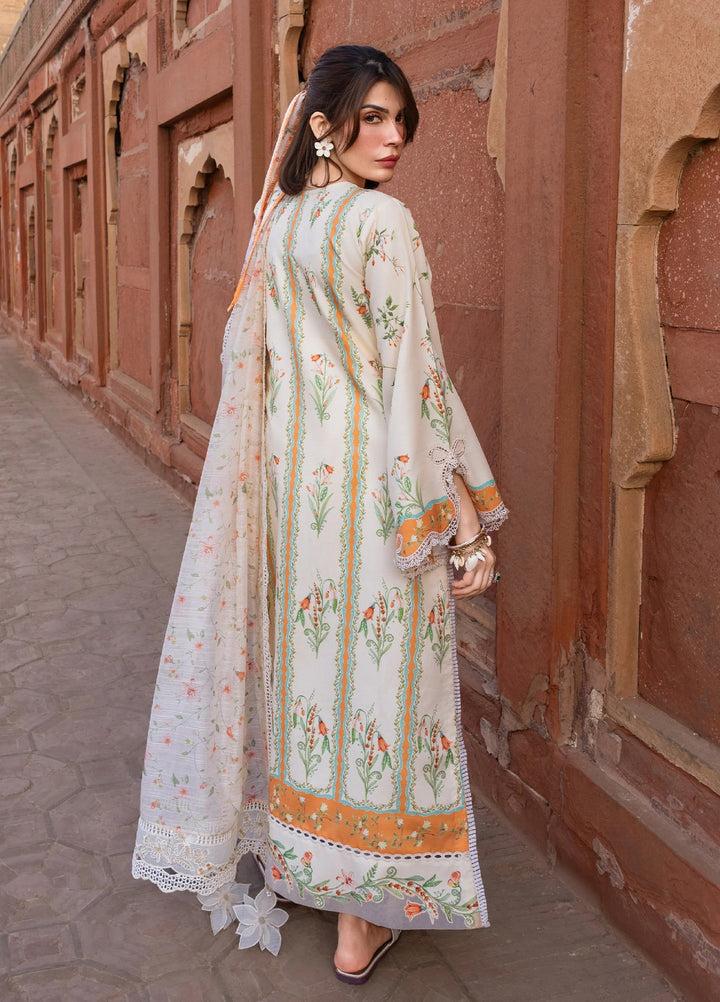 Flow by Crimson Unstitched Embroidered Lawn 3 Piece Suit CR26UFL D9 A-Buttercream - Festive Collection