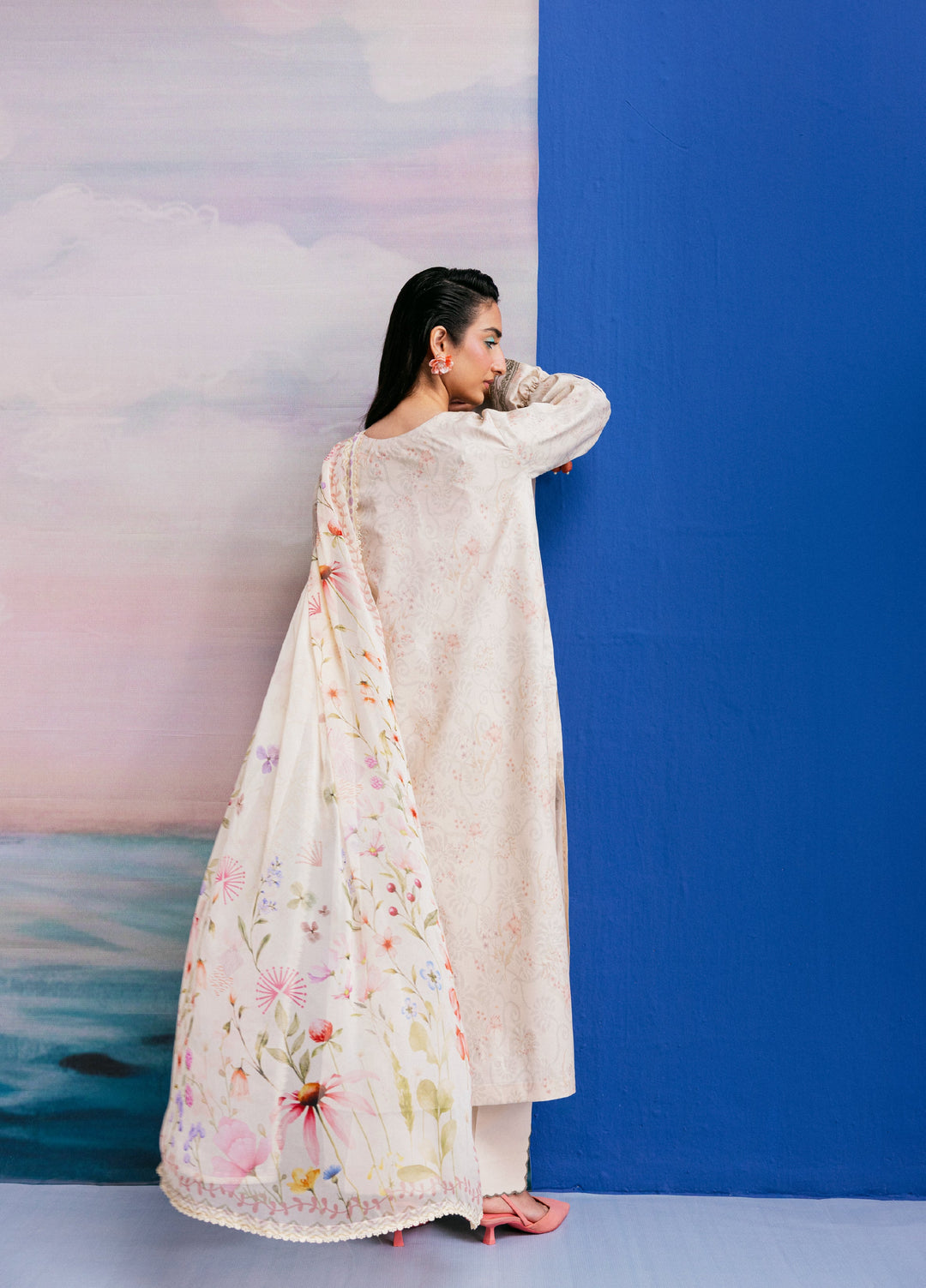 Zync by Florent Unstitched Embroidered Printkari Lawn 3 Piece Suit FL26UZP FZ-7B - Summer Collection