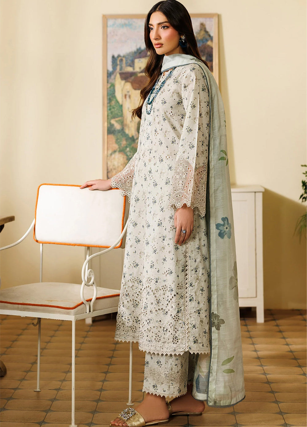 Amani by Zarif RTW Embroidered Lawn 3 Piece Suit ZR26PAL Jazan - Eid Collection