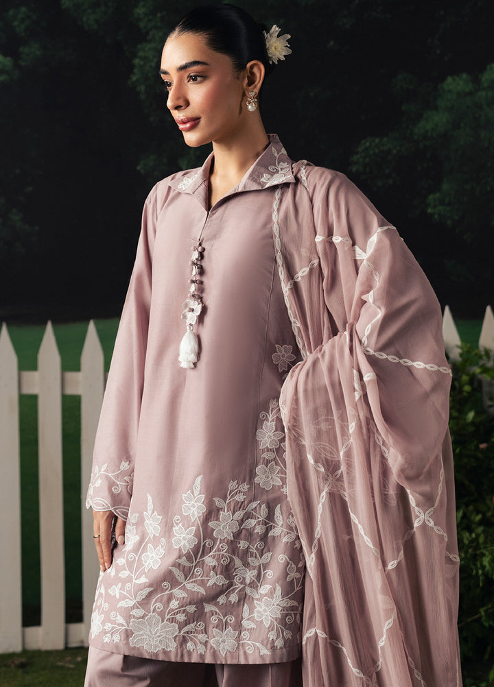 Moonsoon Edit by Cross Stitch Unstitched Embroidered Cambric 3 Piece Suit CS26UCM Mauve Whisper - Casual Collection