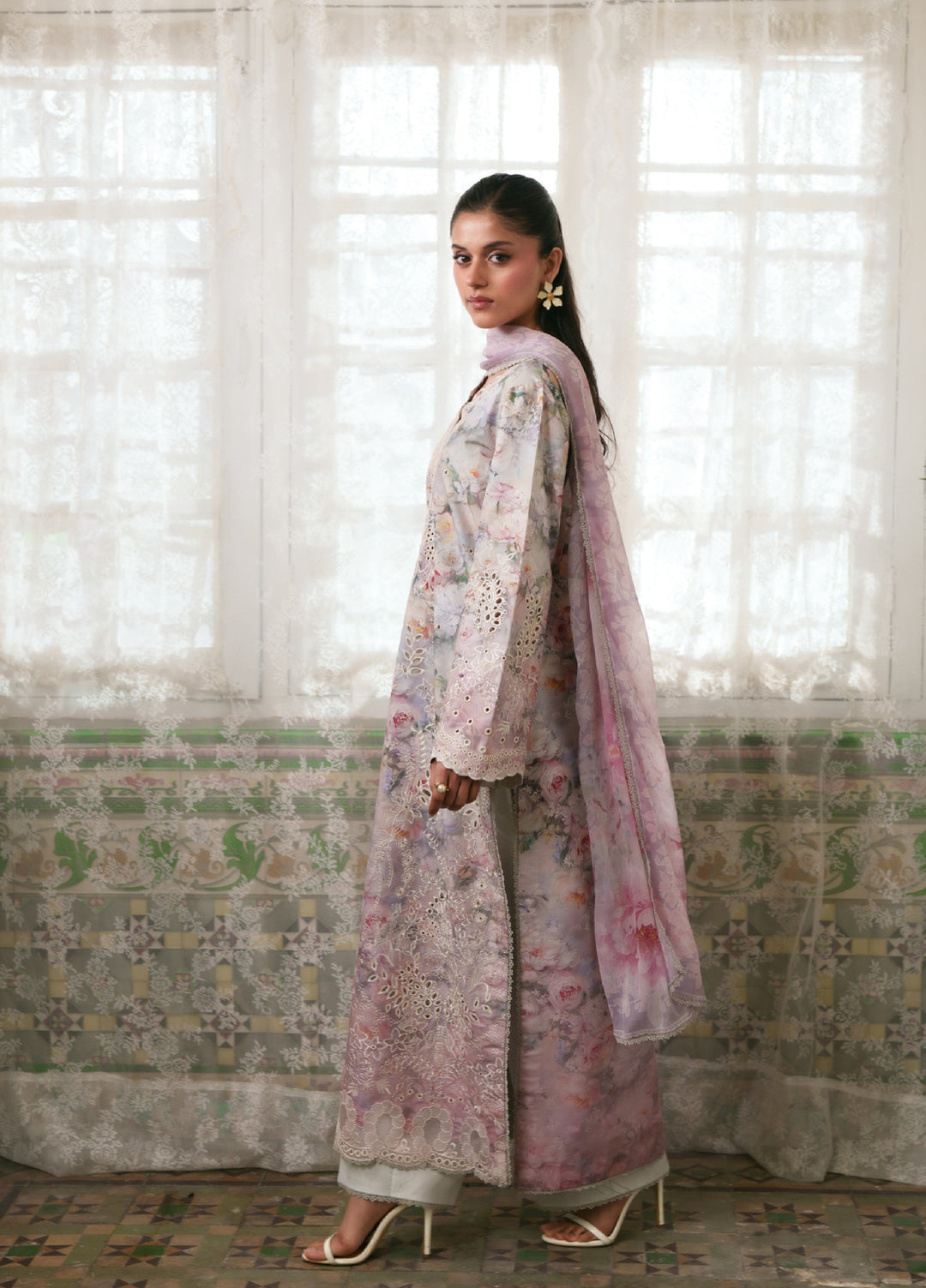 Summer Lines Printkari by Neeshay Unstitched Embroidered Lawn 3 Piece Suit NSH26SLP D-8 Blushe - Summer Collection