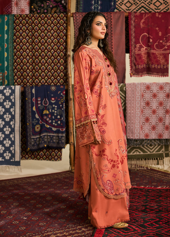 Zync by Florent One Nation Unstitched Khaddar Embroidered Suits 3 Piece FL25ON FL-9B - Winter Collection