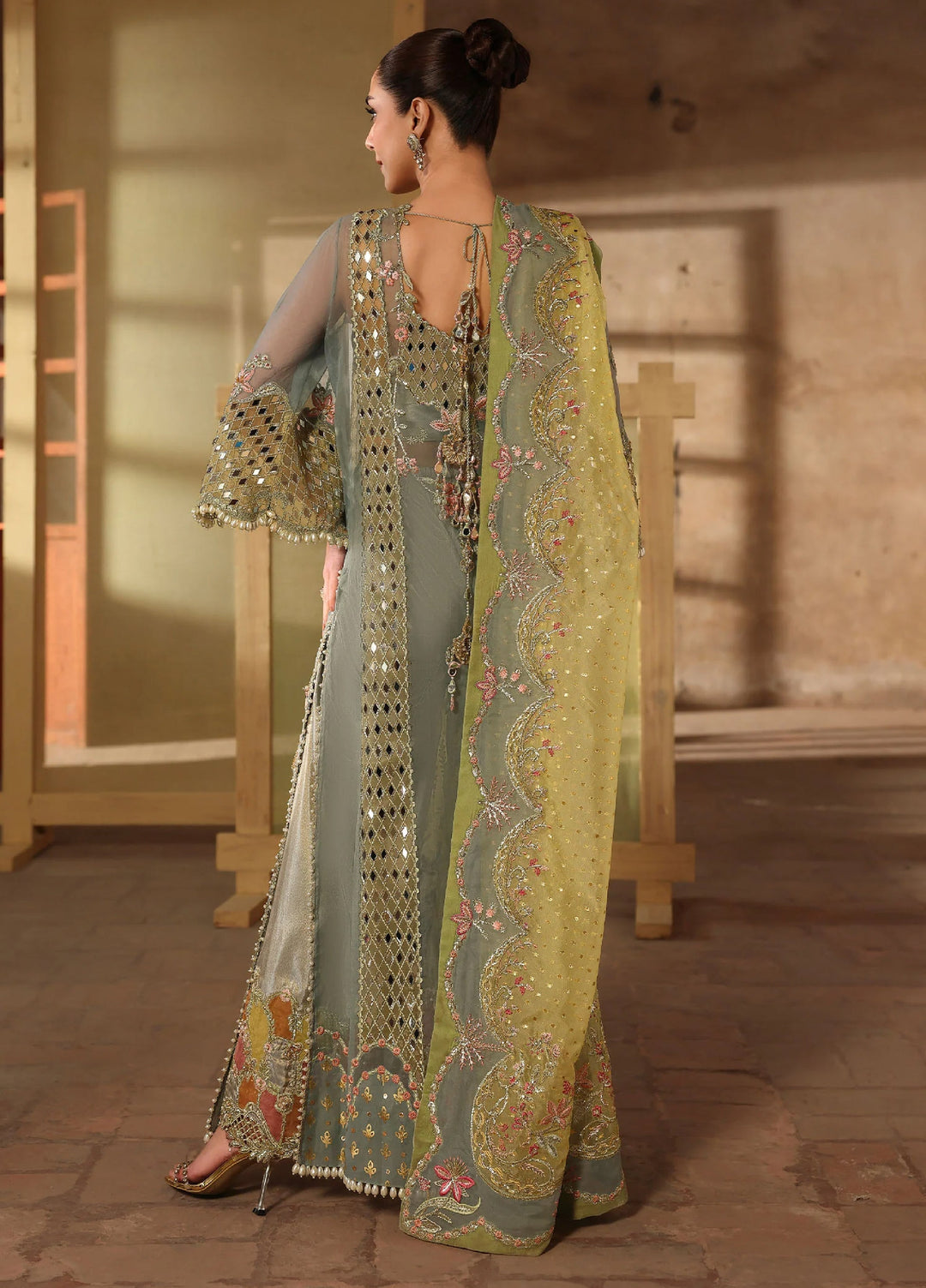 Crimson Unstitched Embroidered Organza 3 Piece Suit CR26UW D-6 Jhalak SunShine Blue - Festive Collection