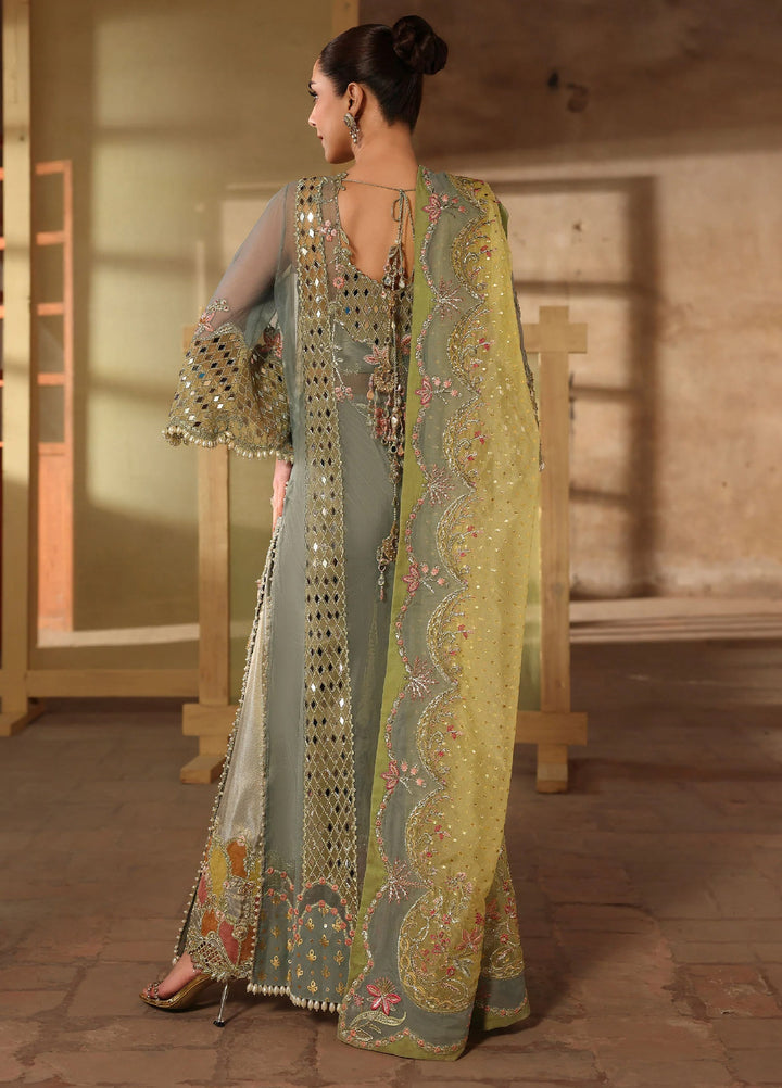 Crimson Unstitched Embroidered Organza 3 Piece Suit CR26UW D-6 Jhalak SunShine Blue - Festive Collection