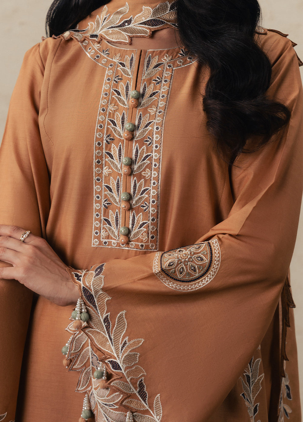 Moonsoon Edit by Cross Stitch Unstitched Embroidered Cambric 3 Piece Suit CS26UCM Amber Dune - Casual Collection