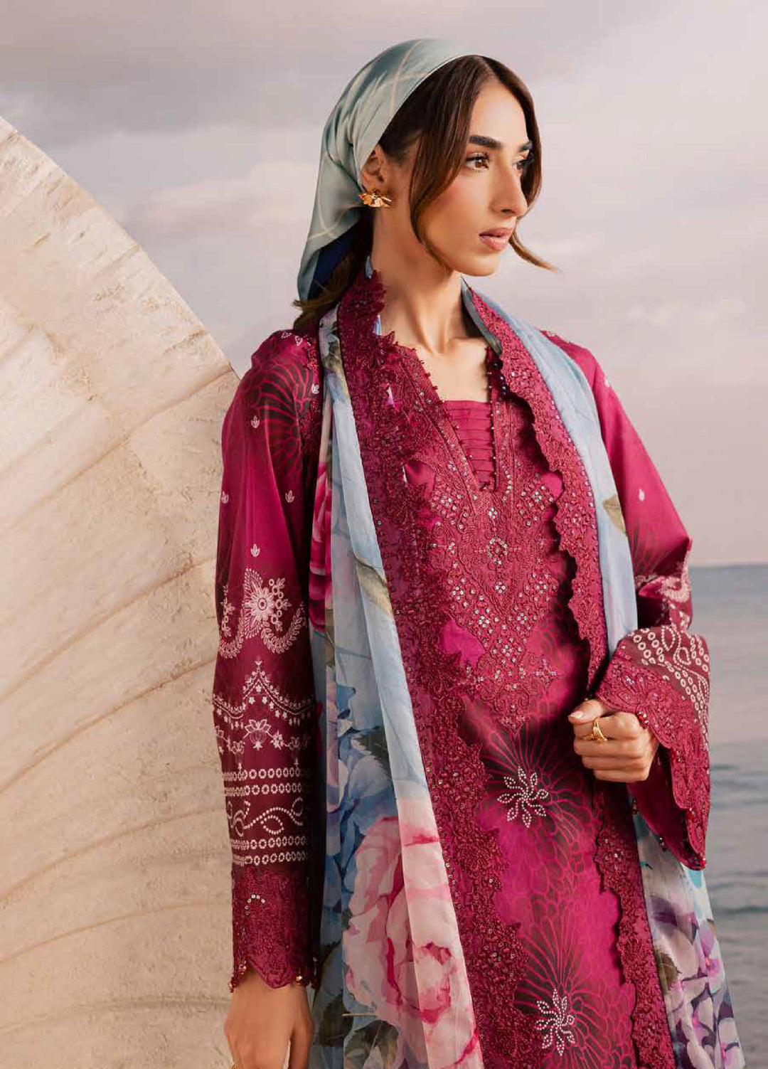Gardenia by Nureh Unstitched Embroidered Lawn 3 Piece Suit NU26ULG NSG-219 - Summer Collection