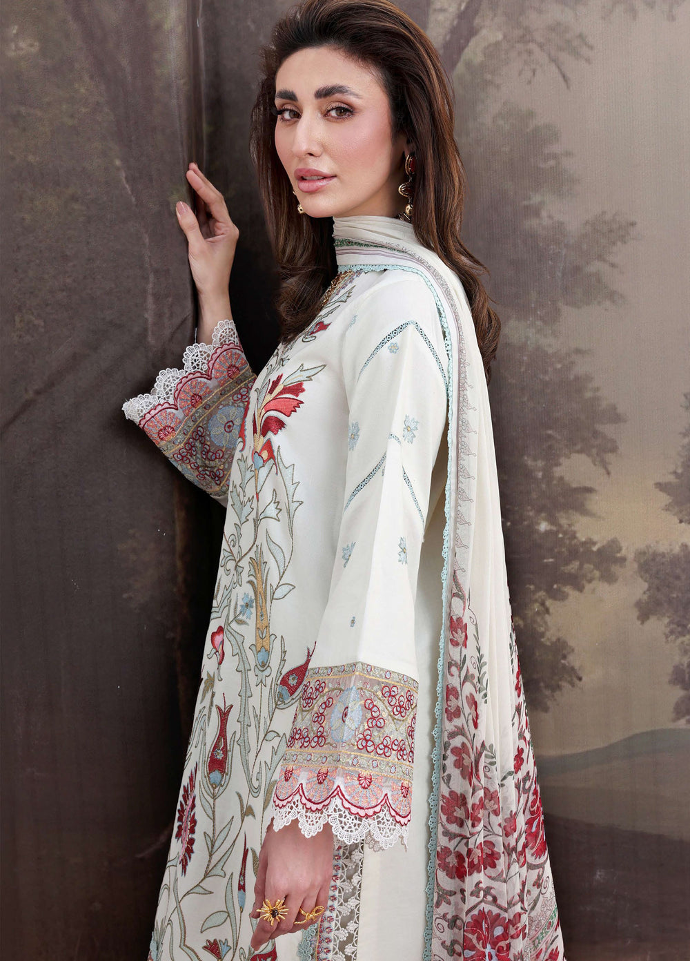 Floral Reverie by Roheenaz Unstitched Embroidered Lawn 3 Piece Suit RN26UFRL LUNAR GLOW - Festive Collection