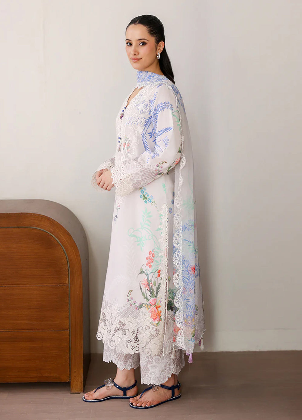 Sunlit Tales by Roheenaz Unstitched Embroidered Lawn 3 Piece Suit RN26ULS Ivory Gleam RUNSS260712 - Lawn Collection