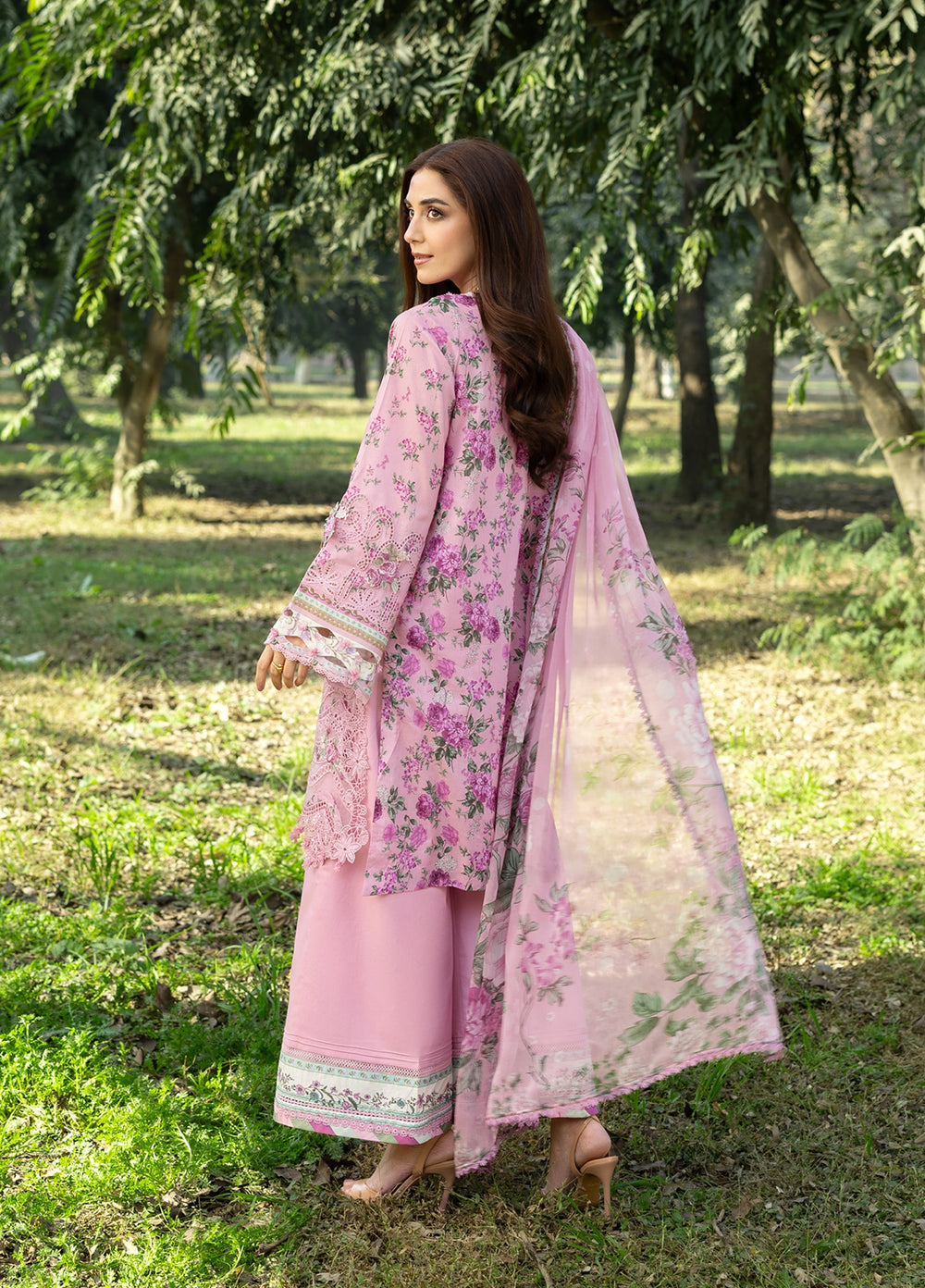 Elaf Premium Chikankari Unstitched Printed Lawn 3 Piece Suit EL26UPC ERC-3A MAN MAYAL - Summer Collection