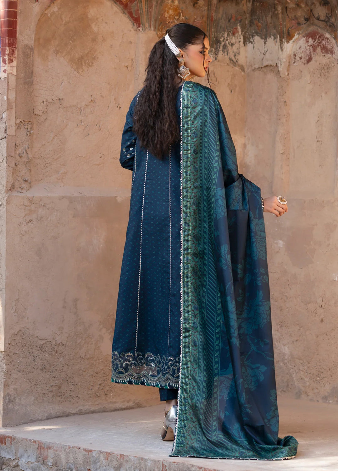 Xenia Formal Luxury Unstitched Embroidered Raw Silk Suits 3 Piece XE25FL D-03 Asmira - Formals Collection