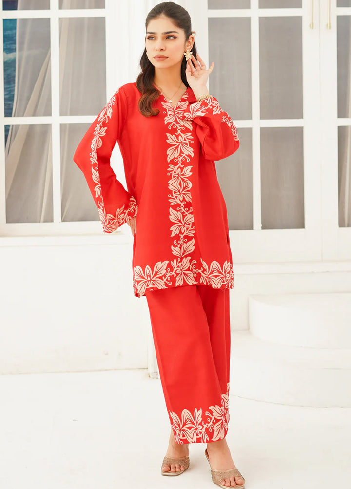 Nairah Women Pret Printed Arabic Lawn Suit NAH26PN Red Coral - Spring Collection