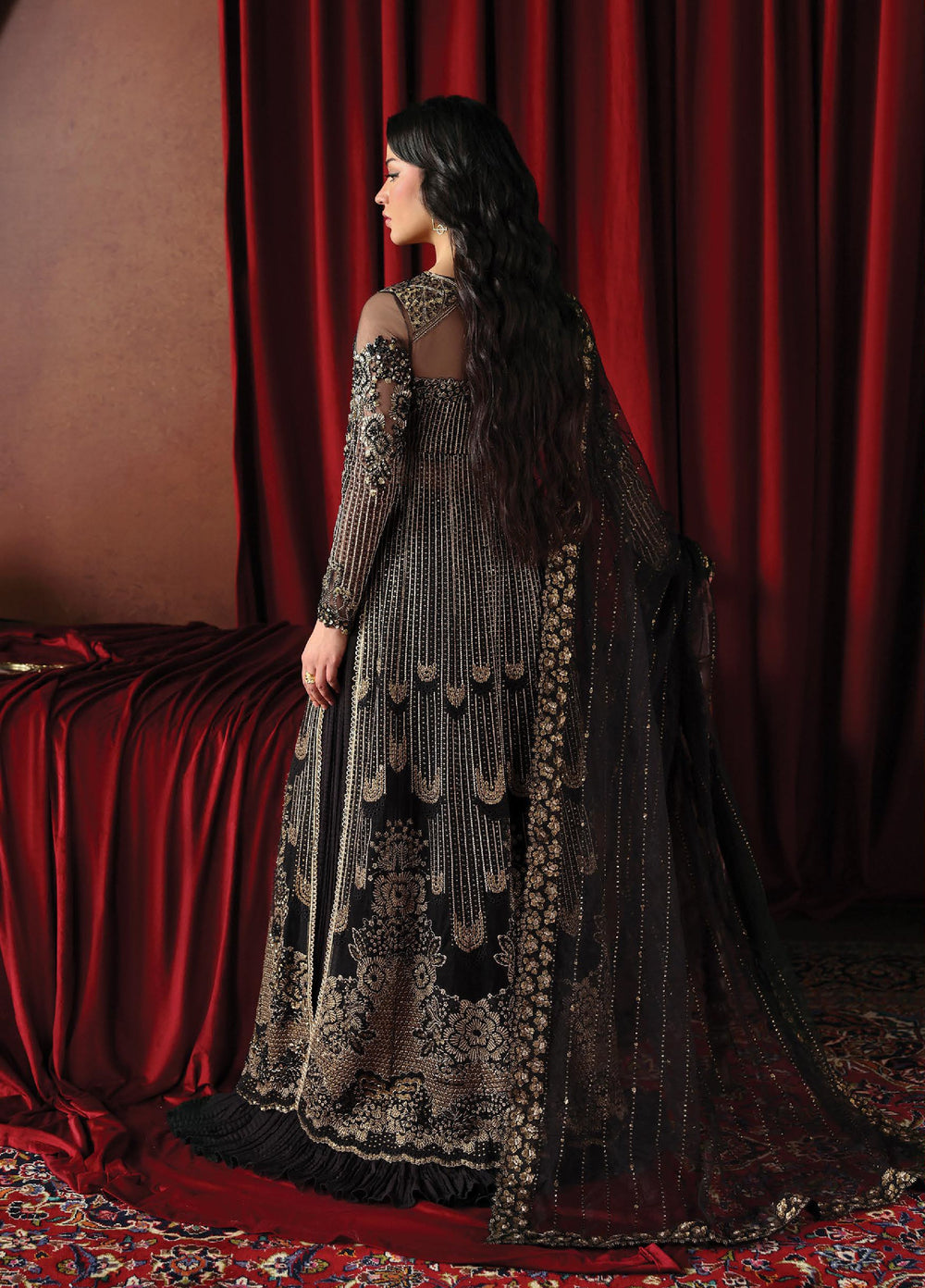 La Fuchsia by Afrozeh Unstitched Hand work Net 3 Piece Suit AF26ULF Chariot FWU-0074 - Wedding Collection