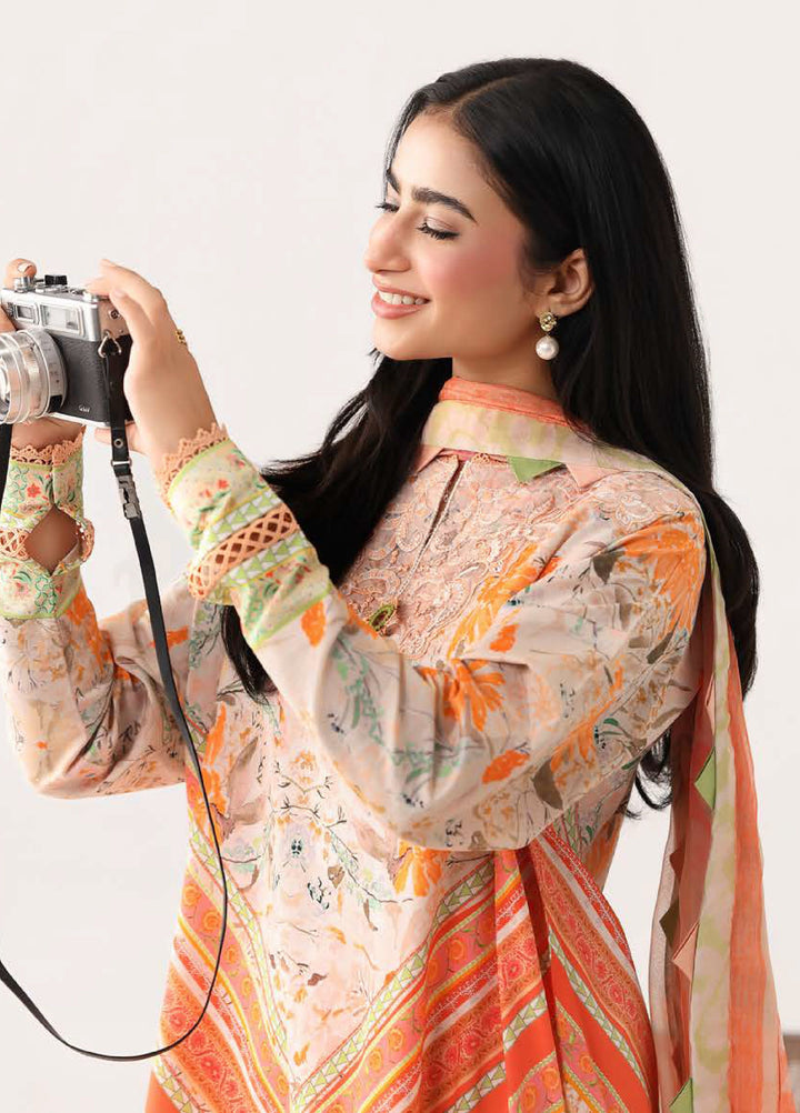 Rosette by Roheenaz Unstitched Lawn Embroidered 3 Piece Suit RNZ26UR Whispering Wind-7A - Summer Collection