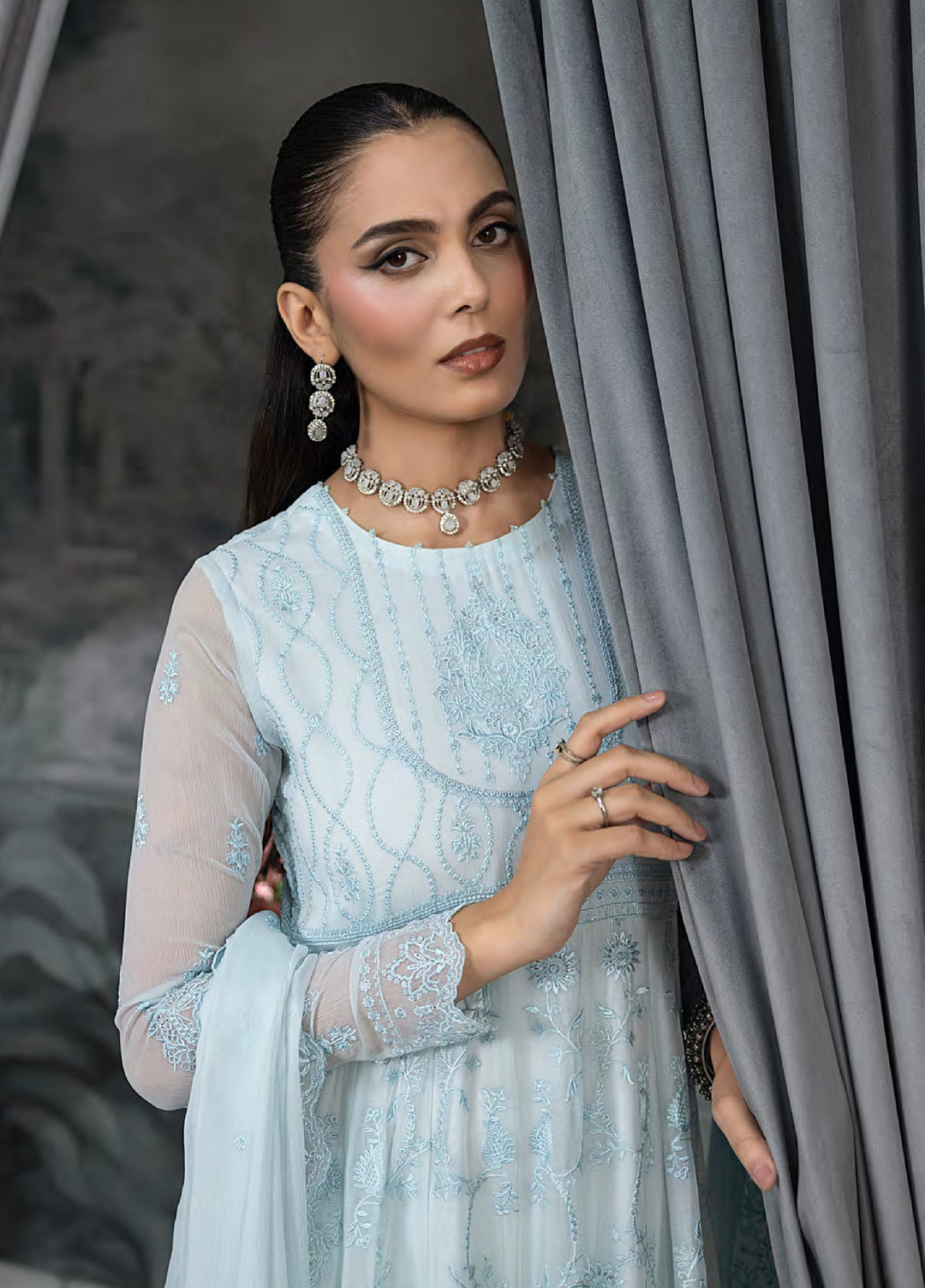 Elegance by Lakhany Unstitched Embroidered Chiffon Suits 4 Piece LSM25EC LG-IZ-0413 - Festive Collection