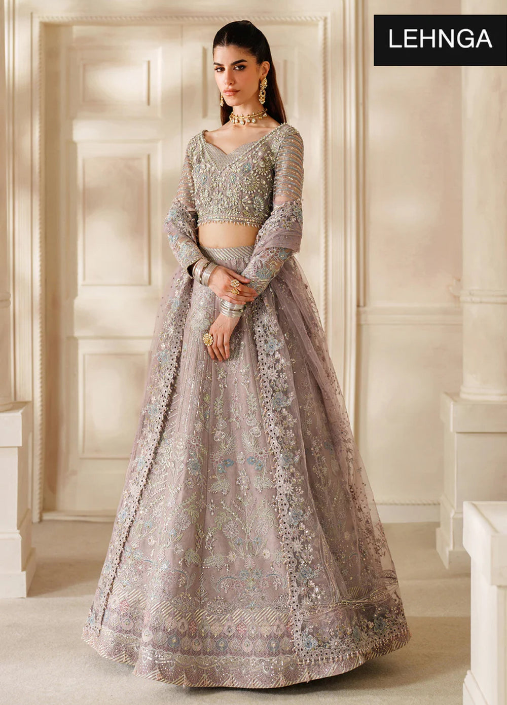 Chantelle by Baroque Unstitched Net Embroidered Suits 3 Piece BQ25FC CH14-04 - Festive Collection