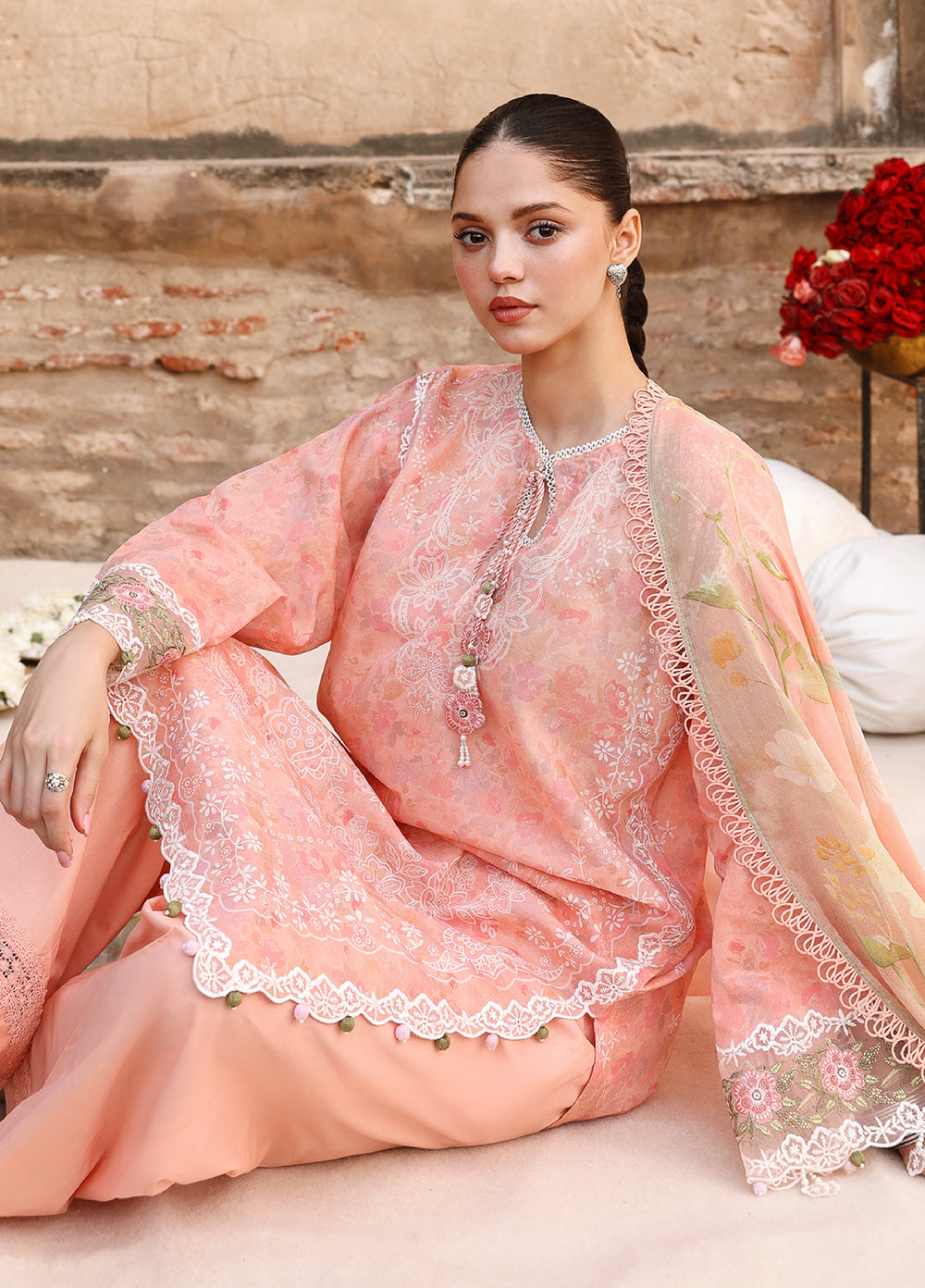 Cross Stitch Unstitched Embroidered Premium Lawn 3 Piece Suit CS26UCPL D14 MUTED BLUSH - Eid Collection