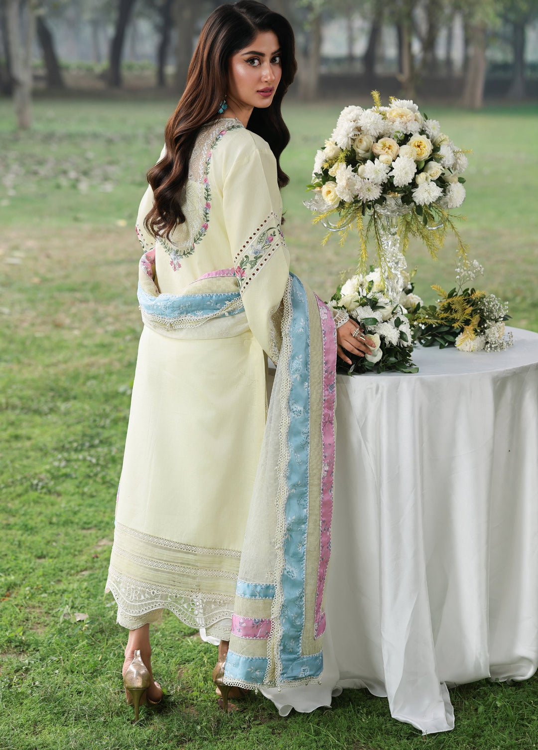 Tales of Petals by Sardinia Unstitched Embroidered Luxury Lawn 3 Pcs Suit SRD26UTP D-3 Daisy Dream - Festive