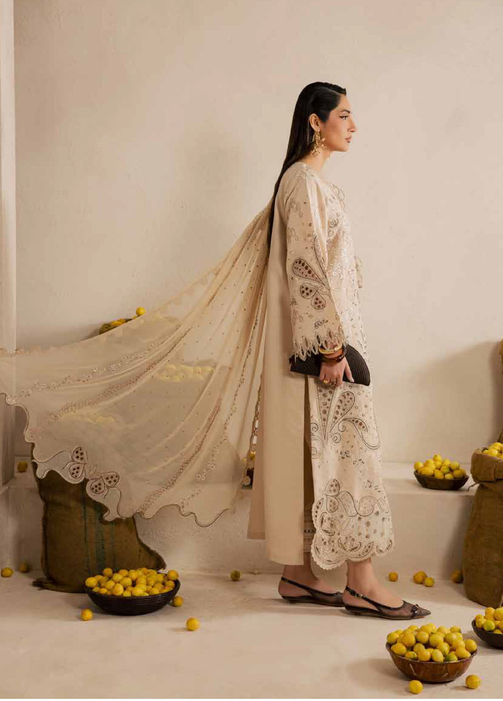 Nureh Exclusive Unstitched Lawn Karandi Embroidered 3 Piece Suit NU26UE NE-218 - Spring Collection