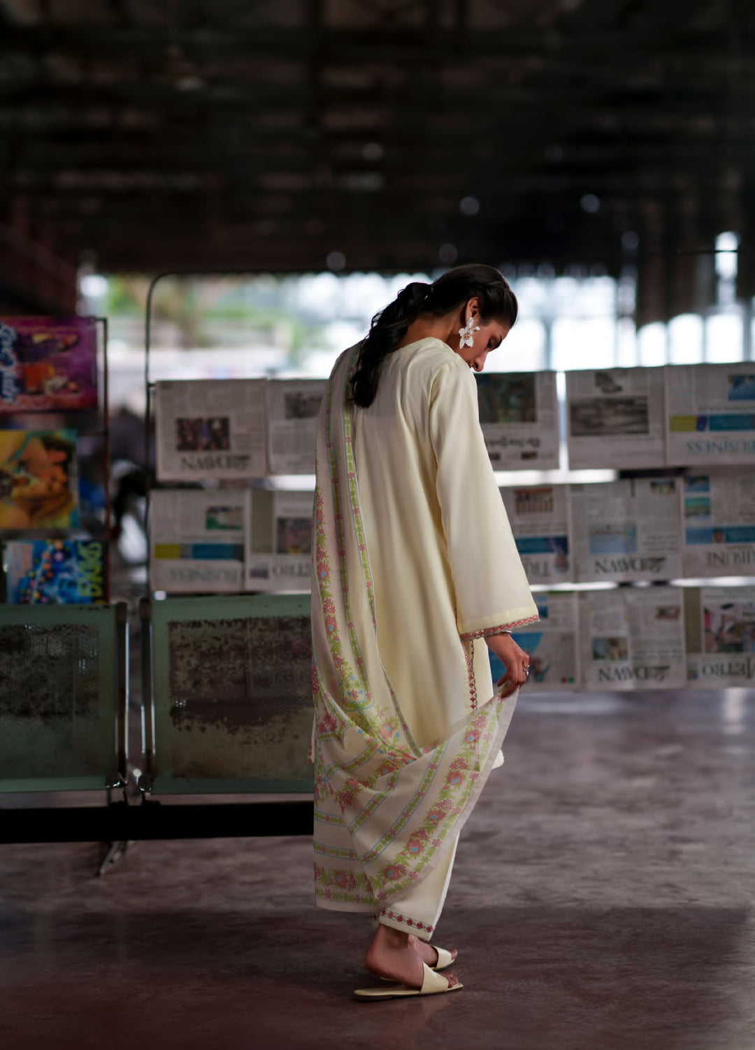 Summer Travels by Casuallite RTW Embroidered Cotton Lawn 3 Piece Suit CL26ULST OUTFIT 06 GOLDEN WHISPER - Casual Collection