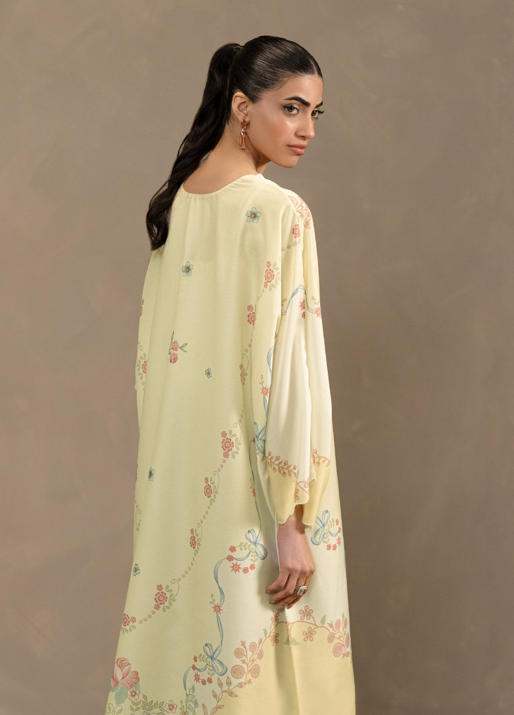 Seran Women Pret Printed Poly Cambric Kaftan SN26PK D-5 Ivoria - Casual Collection