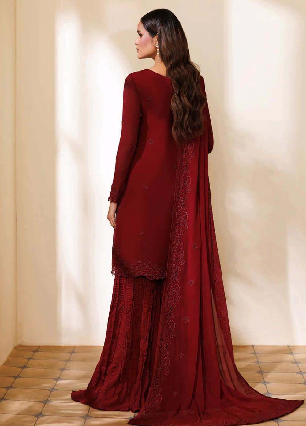 Zarif Women RTW Embroidered Chiffon 3 Piece Suit ZR26UCR ZRF-EMC-22 - Eid Collection