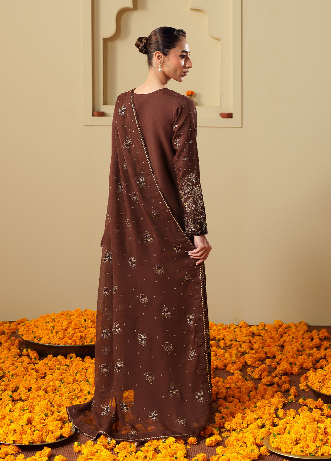 Shagun by Neeshay Unstitched Raw Silk Embroidered Suits 3 Piece NSH25SF MAHROОВ - Festive Collection