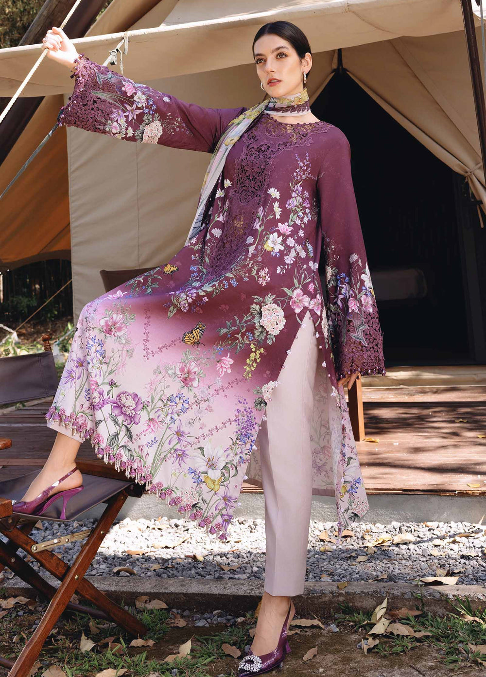 M Prints by Maria B Unstitched Printed Lawn 3 Piece Suit MB26UMP D-09 B - Summer Collection