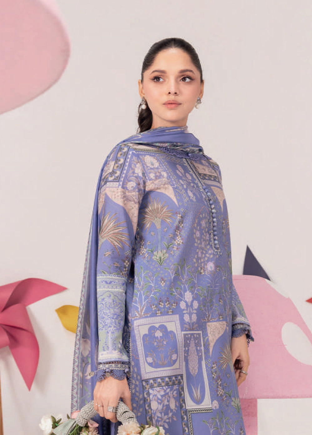 M Basics by Maria B Unstitched Embroidered Lawn 3 Piece Suit MB26UMB MB-CUSV13-11B - Summer Collection