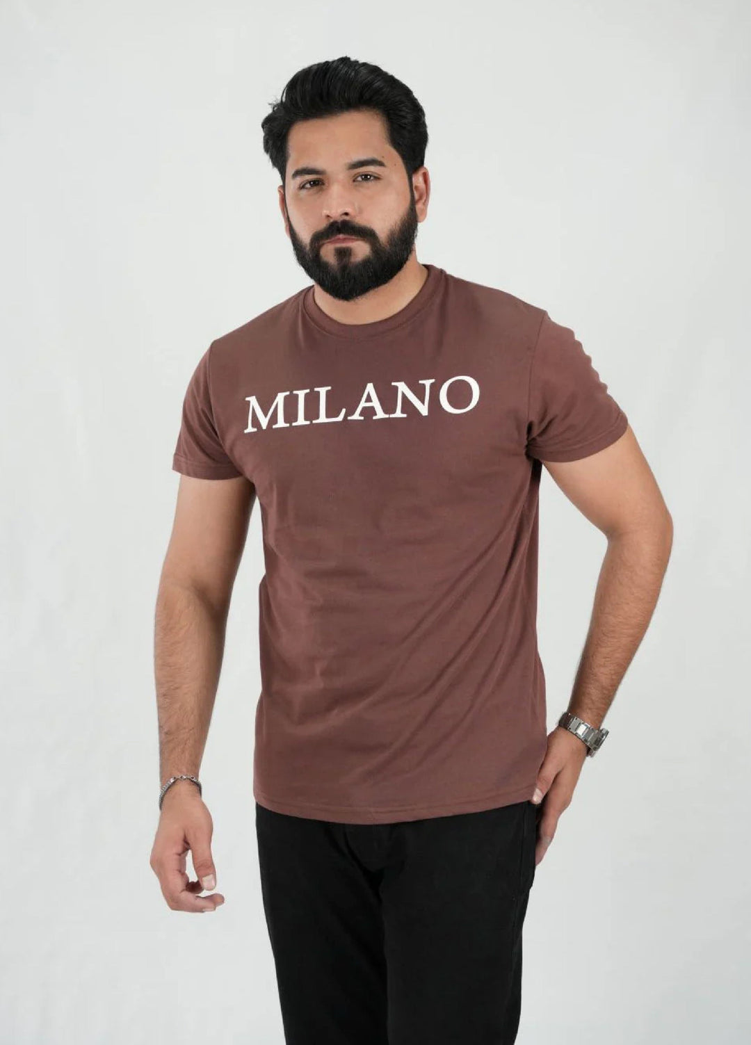 Mercato RTW Solids Cotton 1 Piece Round Neck Brown Shirt