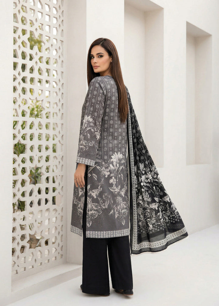 Black N White by Regalia Textiles Unstitched Printed Lawn 3 Piece Suit RG26ULBW D6 - Casual Collection