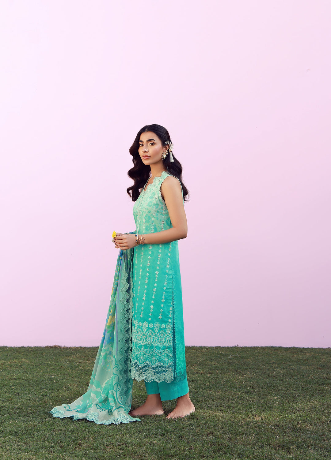 Mirha by Sahar Unstitched Embroidered Lawn 3 Piece Suit SS1-26-43 Turquoise Drift  - Summer Collection